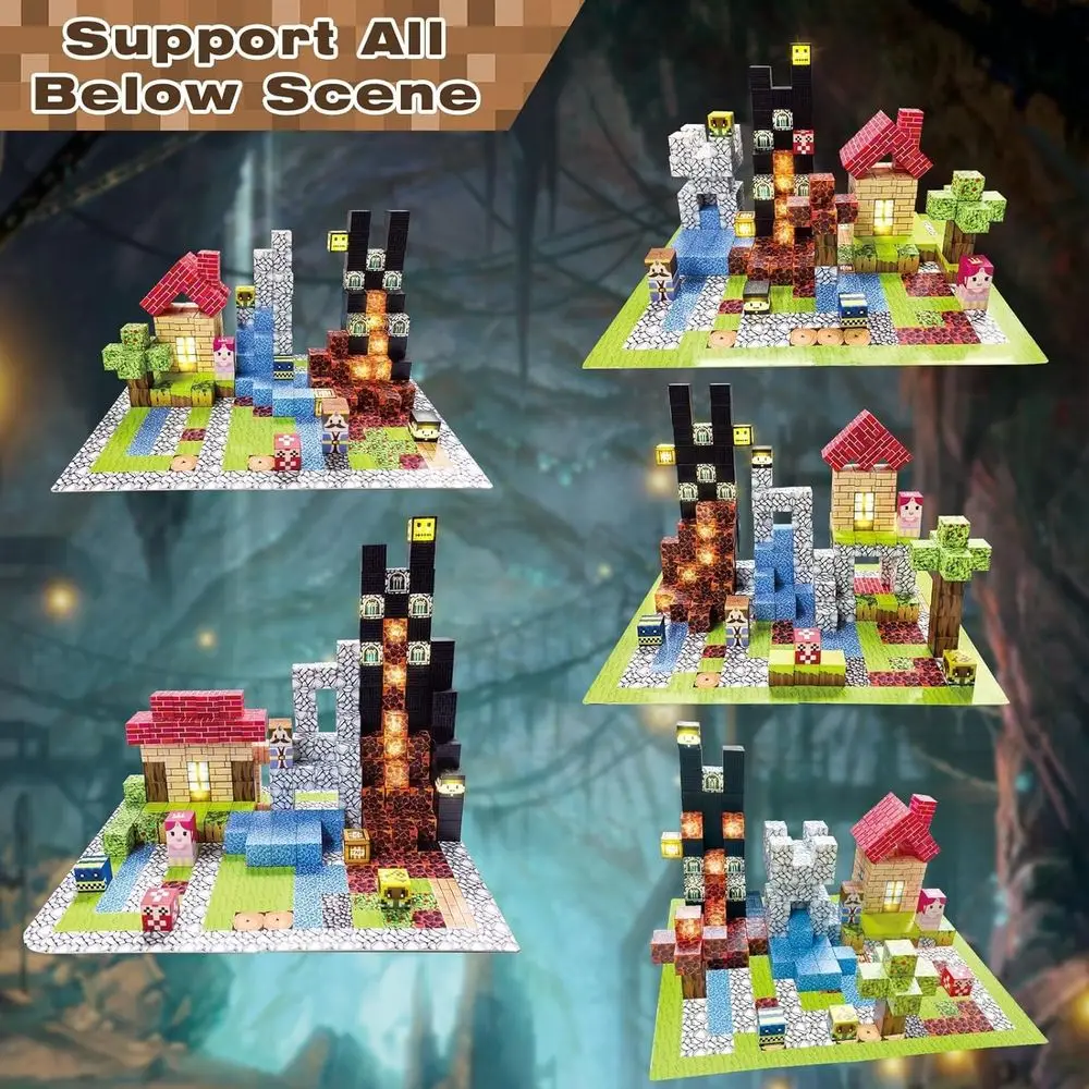 Set di blocchi magnetici STEM: 200 pezzi con 15 luci a LED, pannello pieghevole, regalo ideale per bambini dai 3 anni in su