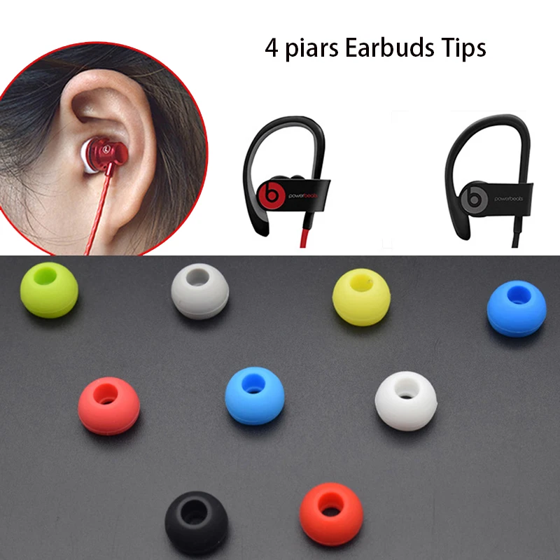 4 Pairs In Ear Noise Isolated Soft Anti Slip Removable Earbuds Tip With Box Spared Silicone Replacement For Beats Power3