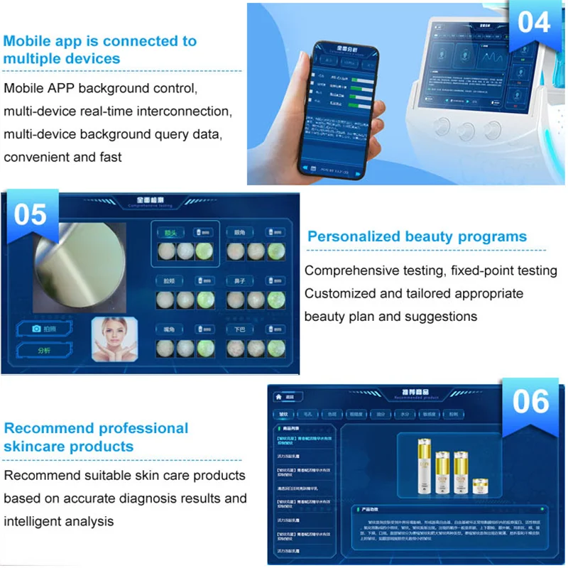 7 in 1 Ultrasonic cryotherapy Ice blue magic mirror skin analyzer microdermabrasion skin care machine Multifunctional ce