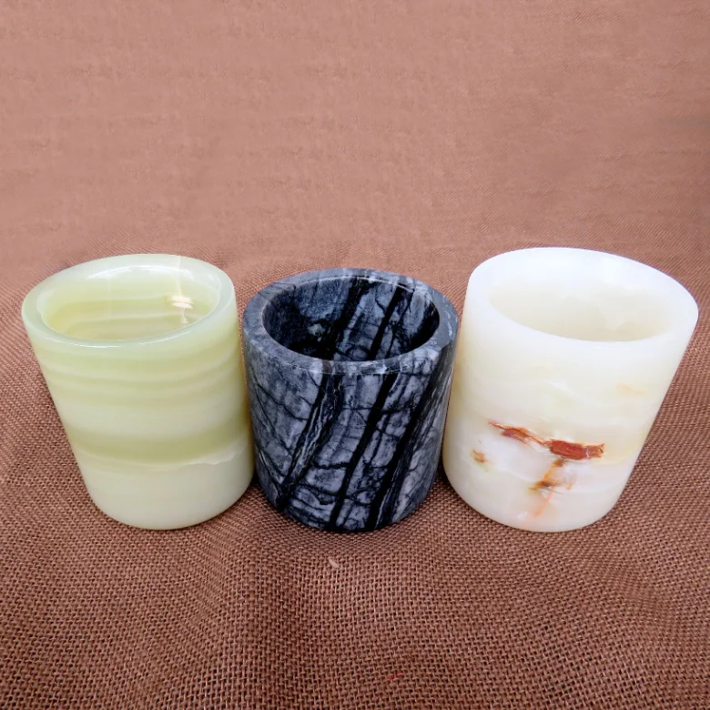 Custom Best Selling Gift Box Packaging Luxury Stone Candle Holders  For Home Decoration