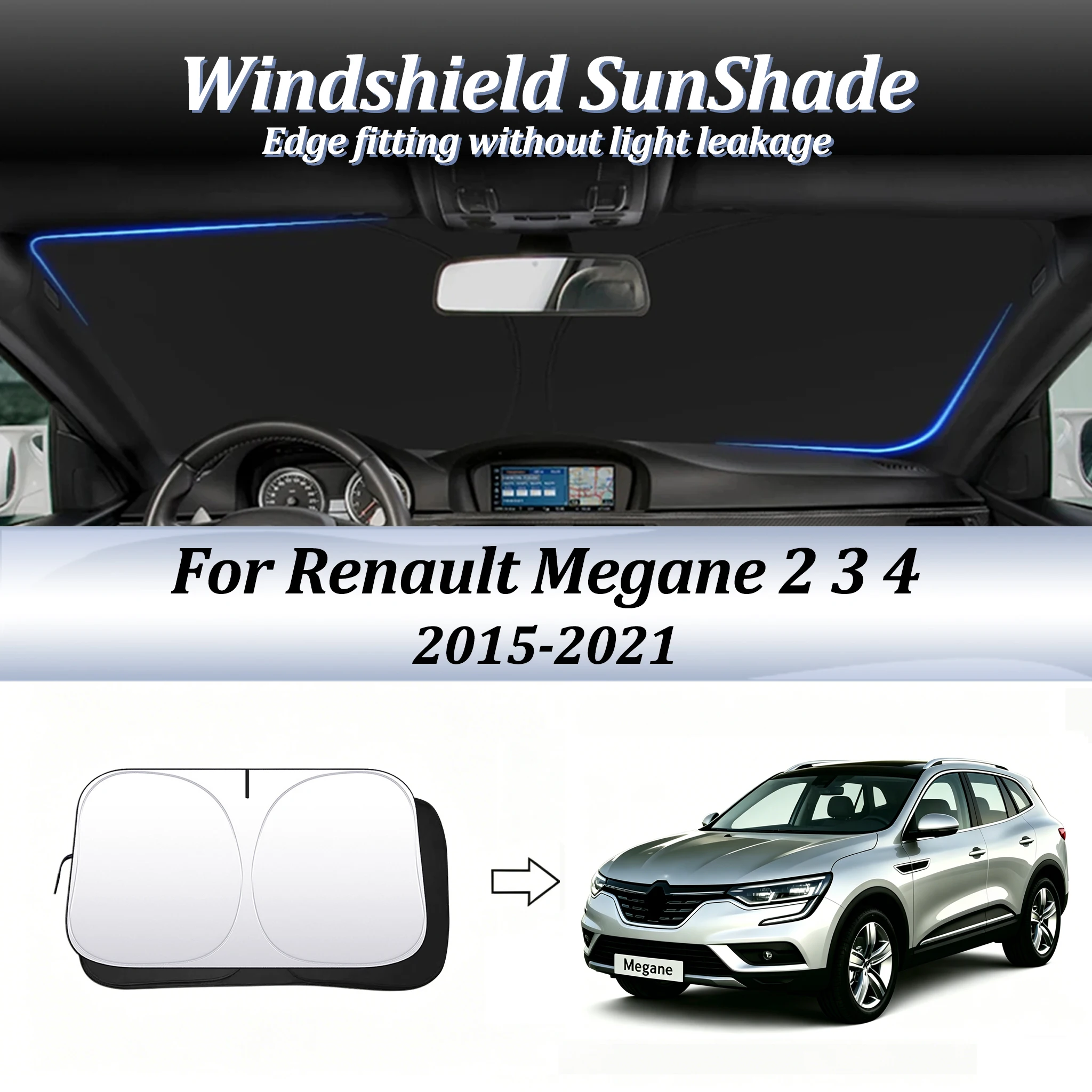 

Car Windshield SunShade Foldable Anti-UV Sun Shade Lightproof Heat Shield Auto Accessories For Renault Megane 2 3 4 2015-2021