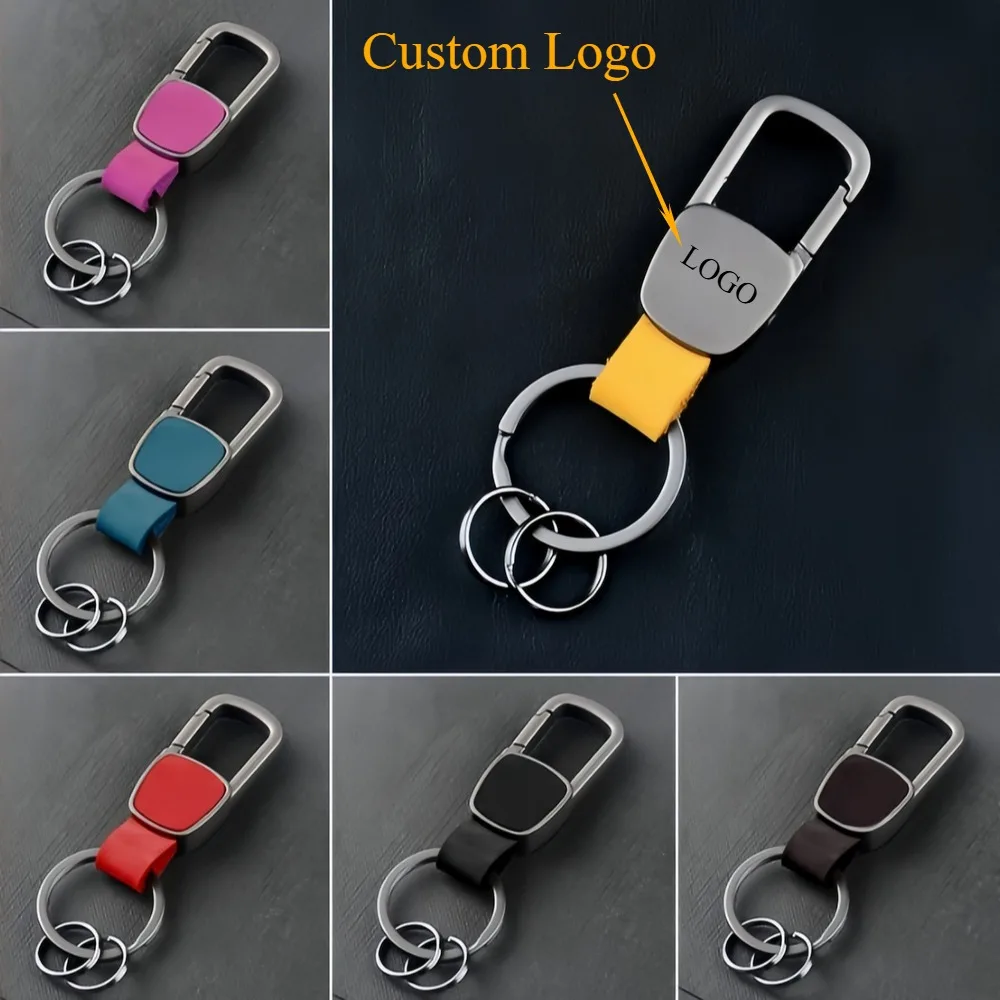 

Fashion Frosted Leather Keychains for Men Women Business Waist Hanged Keyring Custom Logo Name Car Key Chain Ring Ring Gift