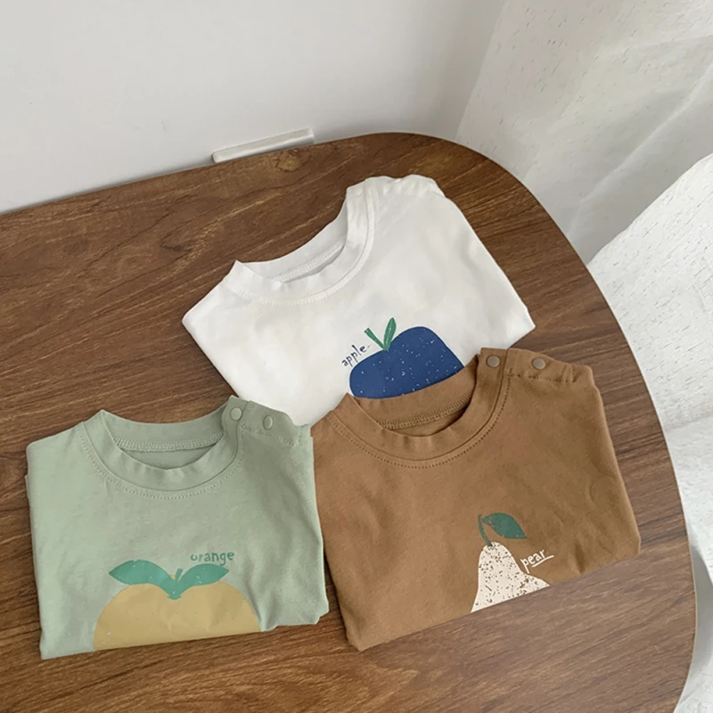 Children Cotton Short Sleeve Top Fashion Kids Summer Cartoon Fruits Printed T-shirts Toddler Baby Boy Girl New Style Casual Tops