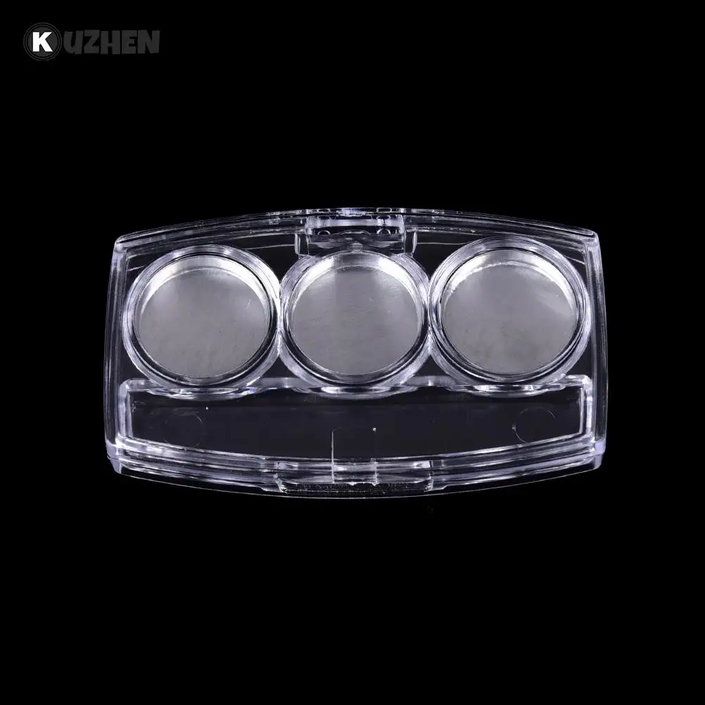 Empty 3 Round Grids Eyeshadow Lipstick Powder Box Case Cosmetic Packing+3Pcs Palette DIY Eyeshadow Powder Cosmetics