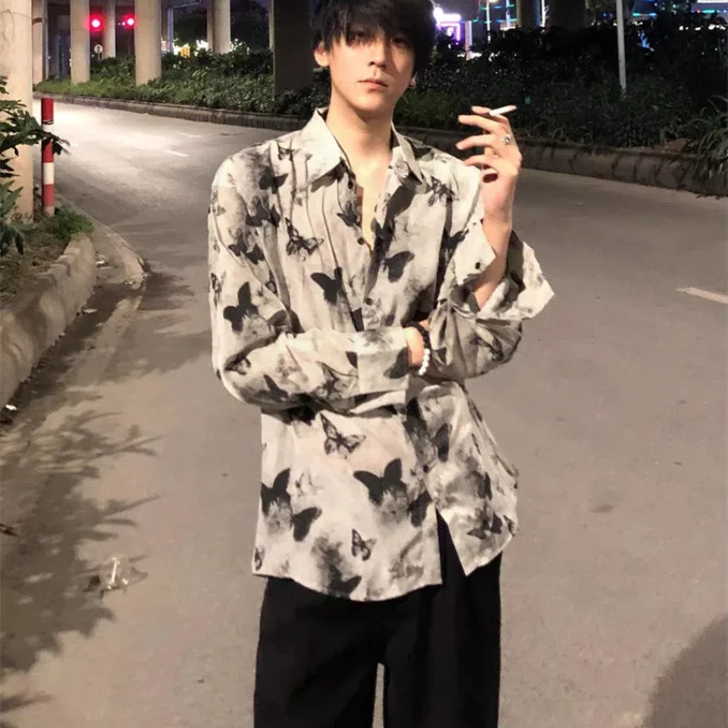 

Нишевый дизайн, свободные тонкие рубашки с принтом бабочки для мужчин и женщин, драпированные рубашки в стиле ретро, топы для пар