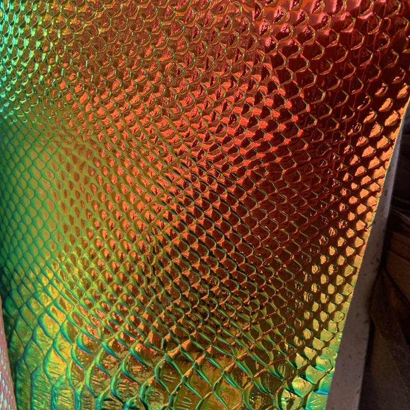 

Holographic Snake Skin Embossed PU Synthetic Materials