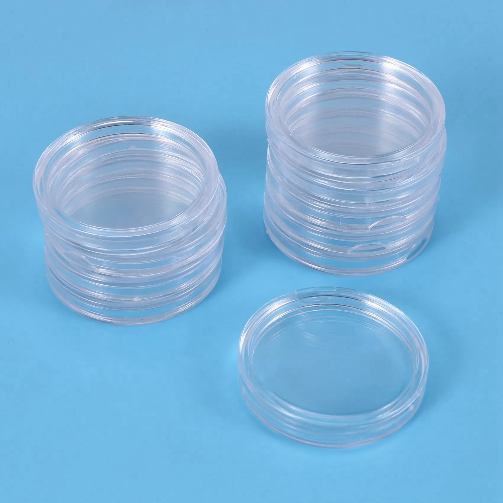 30個の小さな丸い透明プラスチックコインカプセルボックス33mm-ABQU