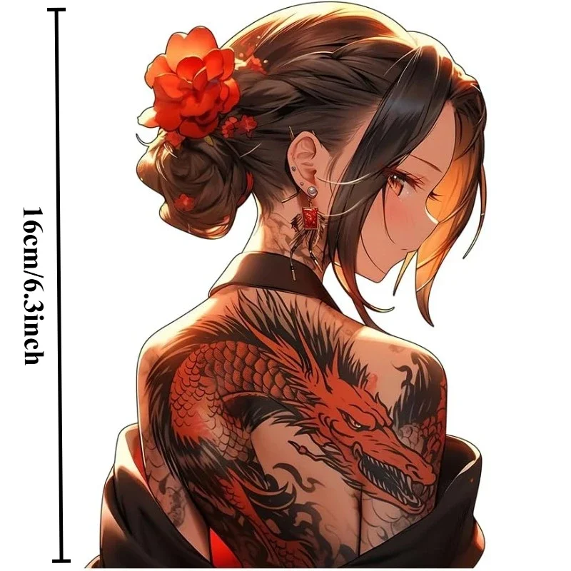 Dragon Girl Japanese Tattoo Vinyl Sticker Anime Decal for Car Window Laptop Otaku Style DIY Decoration 1Pc