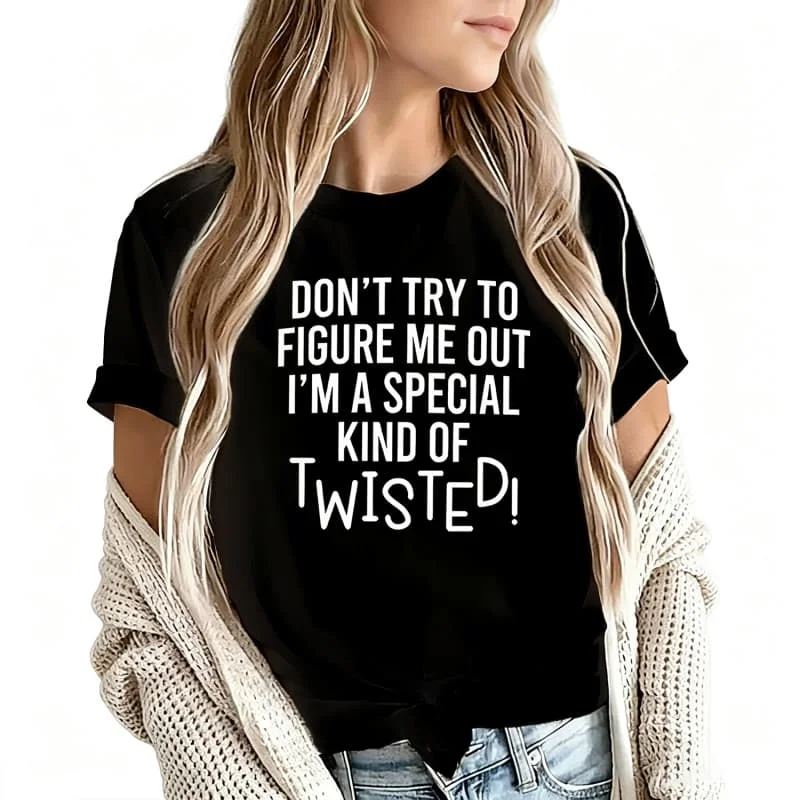 Don'T Try to Figure Me Out Women's T-Shirt 100% Cotton Funny Graphic Short Sleeve Tee Novelty Shirt Casual Crew Neck Top S-5Xl