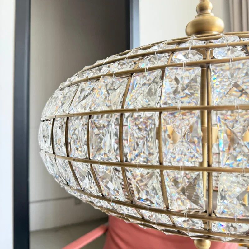 Amerikanischen Vintage K9 Kristall LED Anhänger Lichter Gold Schmiedeeisen Kronleuchter Wohnzimmer Restaurant Schlafzimmer Küche Hängen Lampen