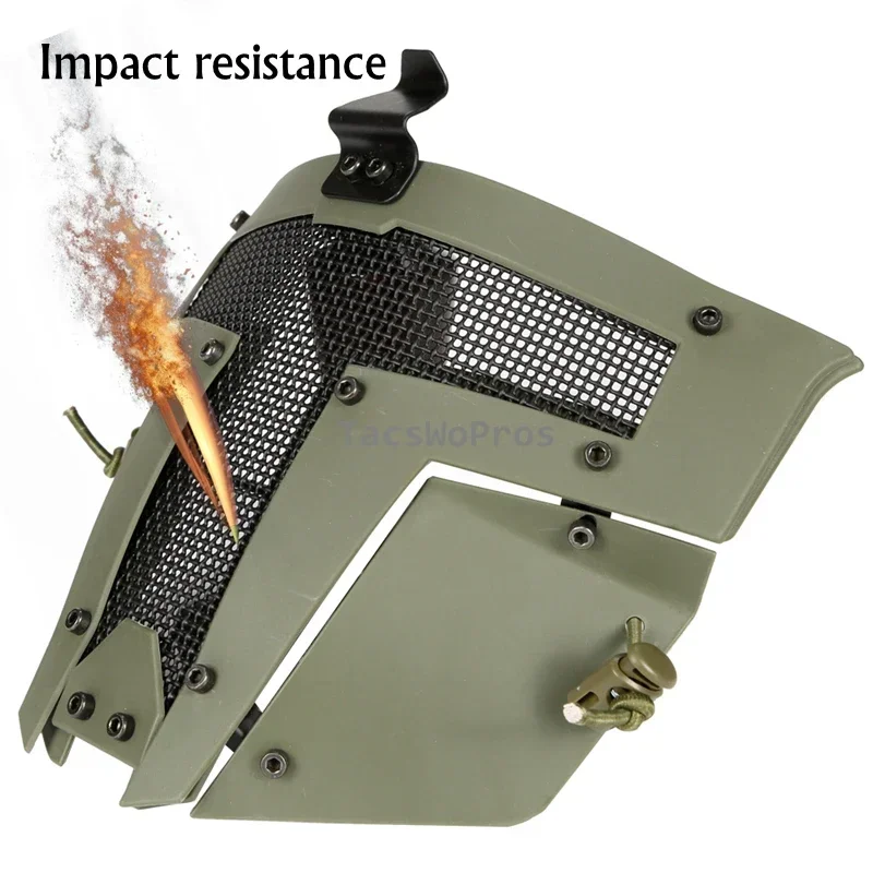 Tactical Full Face Mask Protective Steel Mesh Shooting Airsoft Face Mask Combat Protector Use with Fast Helmet