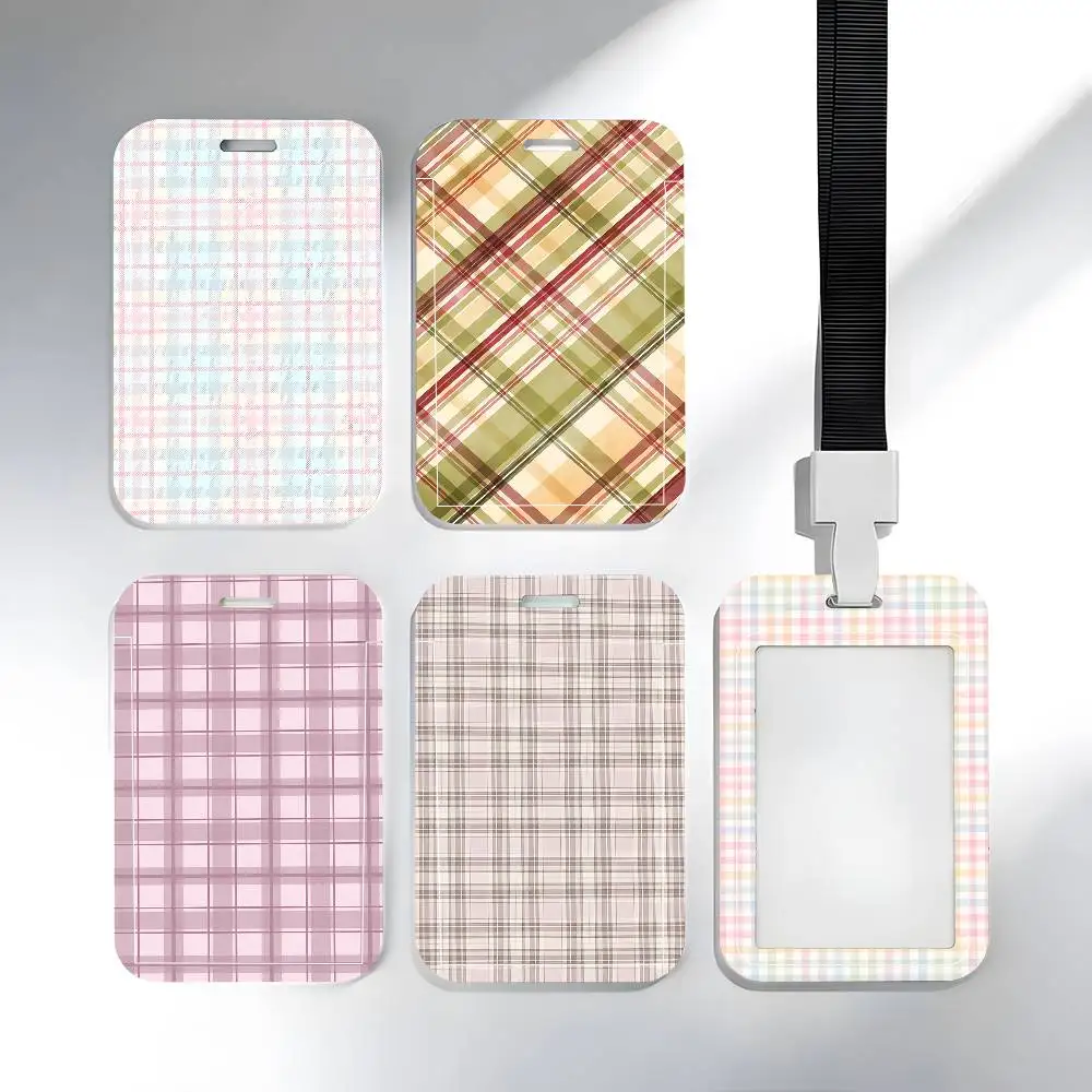 Plaid Lanyard Card Holders Student ID Card Holders Neckband Card Holders Access Control Accessories Gifts