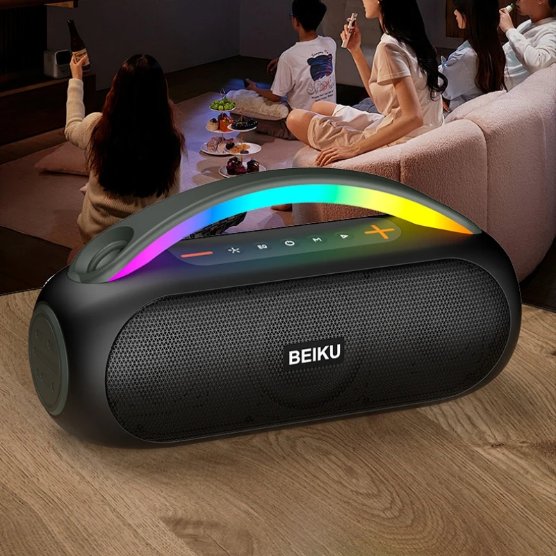 60W Large Power Speakers Outdoor Music Stereo Rgb Ambient Light Outdoor Wireless Bluetooth Boombox Portable Speaker With Handle