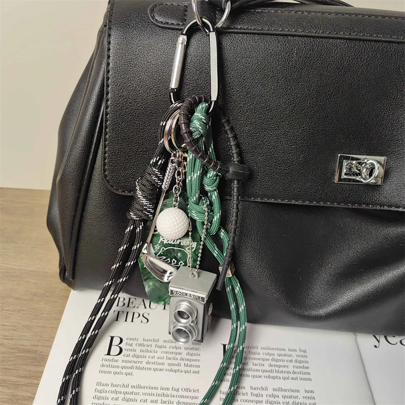 1 Piece Ins Retro Camera Sports Golf Car Keyring Handmade Colorful Woven Rope Keychain Bag Pendant Gift For Men And Women