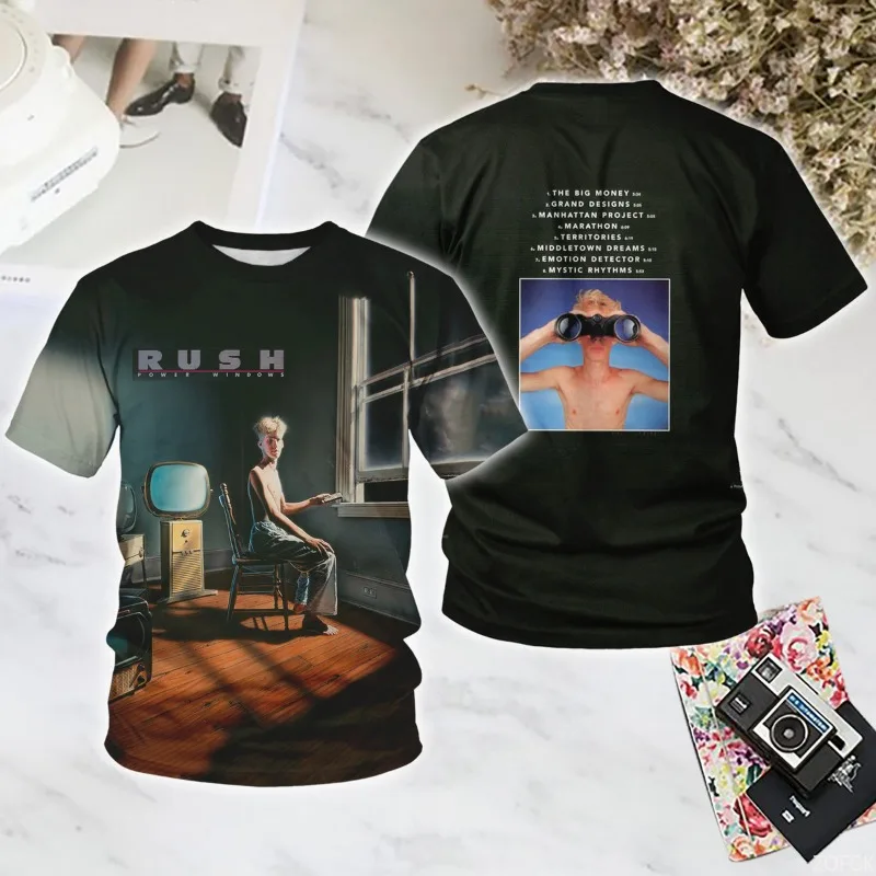 Camiseta Popular Rock Rush con Estampado 3D, Estilo Veraniego, para Hombre y Mujer, Hip Hop, Moderna, de Manga Corta, Holgada, Informal