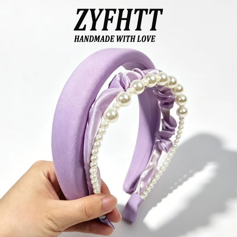 1/6 Stück ZYFHTT Lila Serie Schwamm-Stirnband für Damen, elegantes, vielseitiges breites Haarband, modischer Haarreif für Mädchen – Detail 7