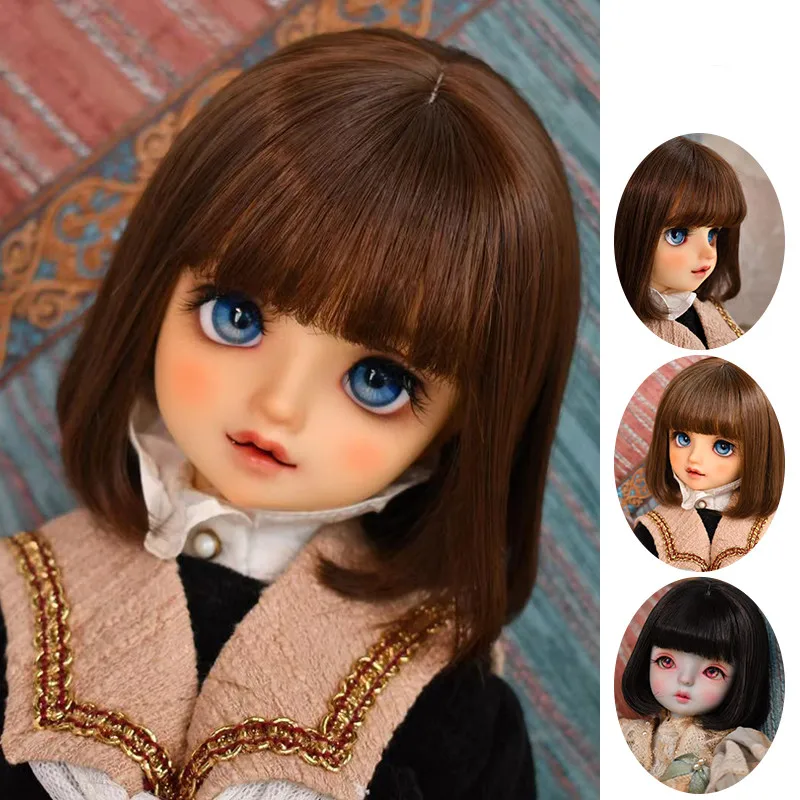 

BJD doll wig suitable for 1/3 1/4 1/6 Blythe size high temperature silk short hair bob sister head doll accessories