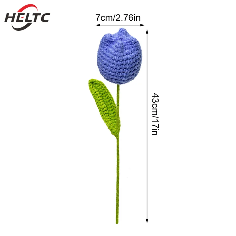 1pcs Tulip Knitting Flower Woven Tulips Single Flower Bouquet Wedding Decoration Graduation Gifts Hand Crochet Fake Floral image 6