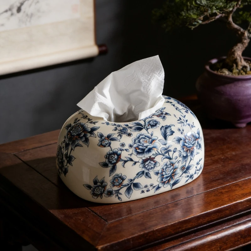 Vintage Ceramic Tissue Boxes Elegant Morden Nordic Tissue Boxes Luxury Hand Painting Design Napkin Cases Kitchen Decorations view 4