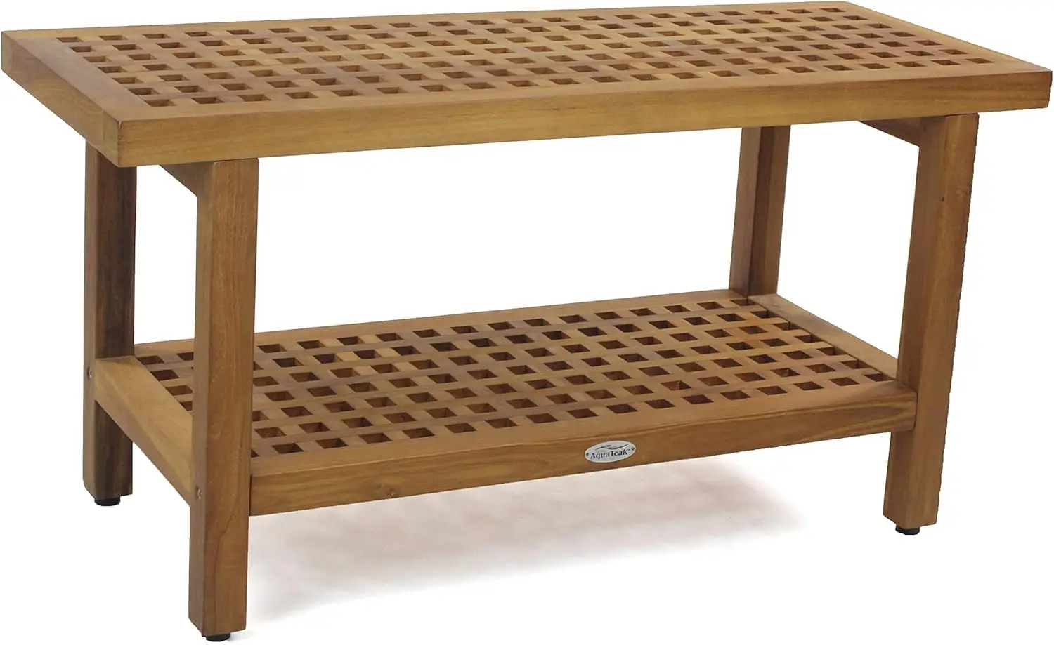 

AquaTeak The Original 36" Grate Teak Shower Bench with Shelf