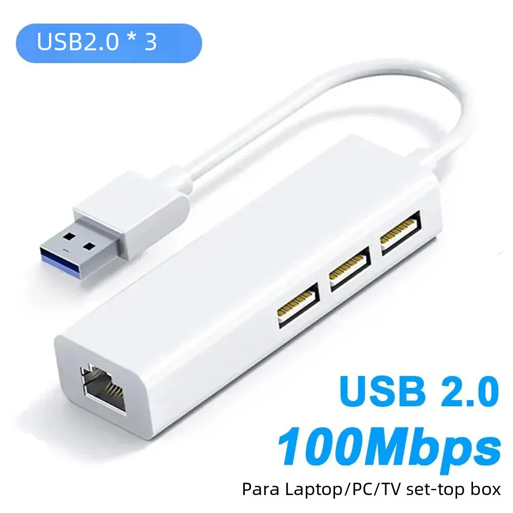 100mbps usb c placa de rede usb para rj45 ethernet lan adaptador 3 usb 2.0 tipo c hub para macbook xiaomi samsung huawei computador pc