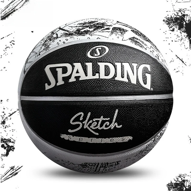 Bola de Basquete Spalding No.7 Preta e Branca, Resistente para Treinamento e Competição, Uso Interno e Externo