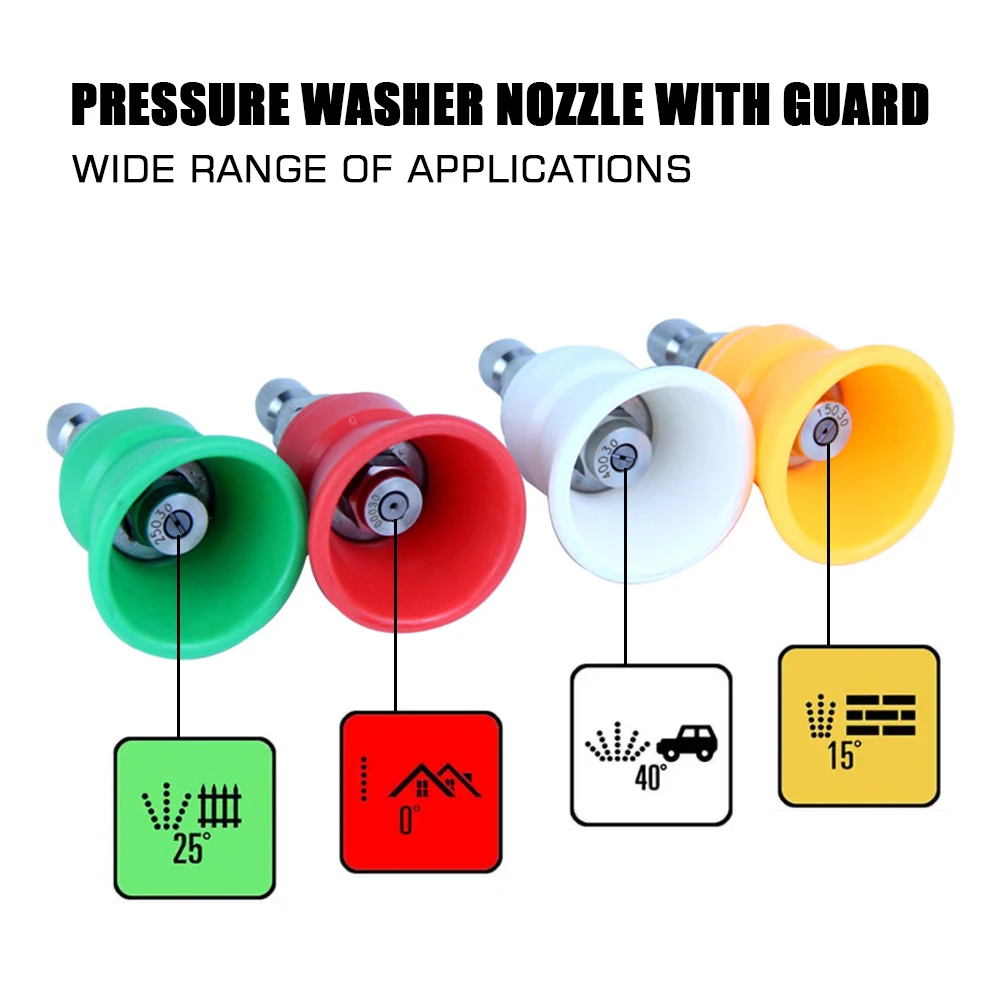 JUNGLEFLASH High Pressure Washer Nozzle Guard Car Wash Power Washer Spray Nozzle Tips with Protector Holder 1/4