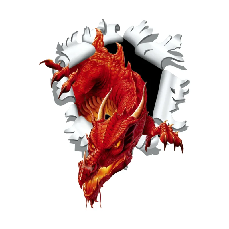 Three Models 3D Tear Bullet Hole Design Engine Red Dragon Spray Fire Car Stickers Windows Laptop