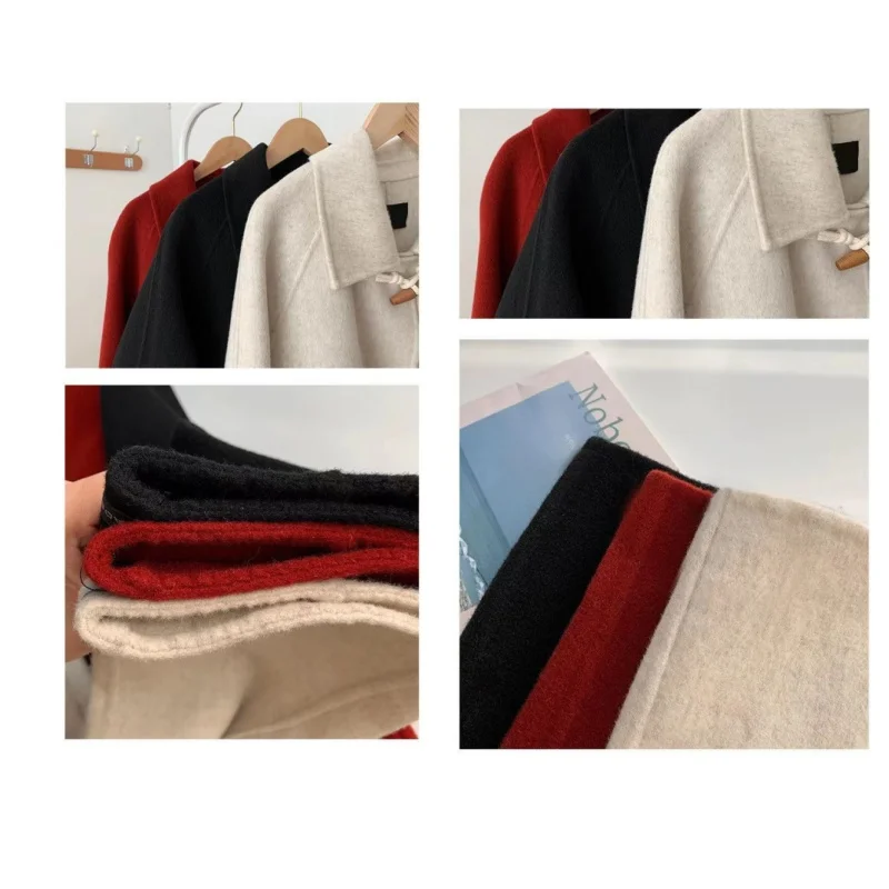 2025 New Autumn Winter Women Coat Solid Color Woolen Horn Button Coat Full Sleeve Regular Coat Christmas Festival Party Costume