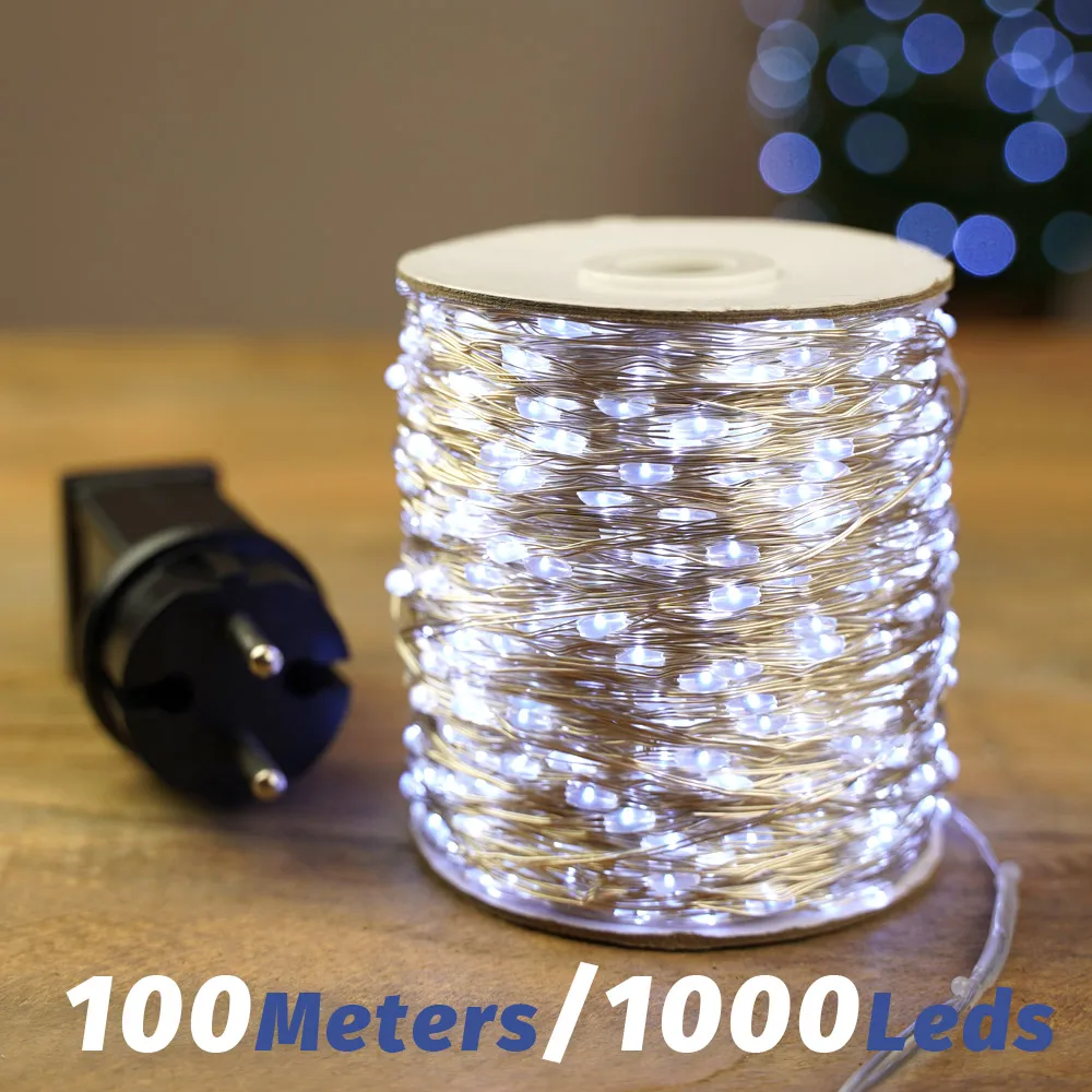 200M LED String Lights ChristmasGarland Street Fairy Lamps  Outdoor Waterproof For Patio Garden Home Tree Wedding Decoration