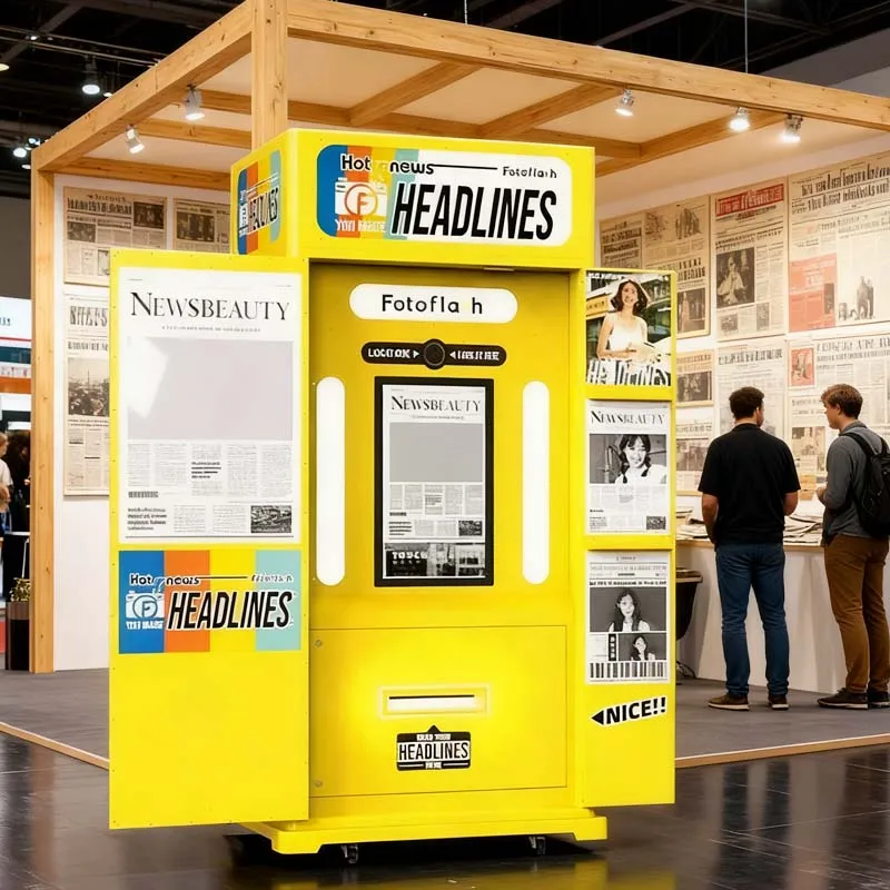 

OME Newspaper Photo Booth Printer Dslr Vintage Newspaper PhotoBooth Shell Vending Machine Remote High Technology Party Supplier