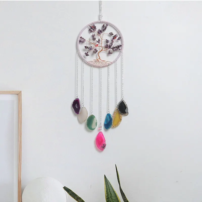 

Crystals Cravel Amethyst Tree Suncatcher Craft Hanging Decor 7 Chakras Energy Gemstone Healing Sun Catcher Home Accessories Gift