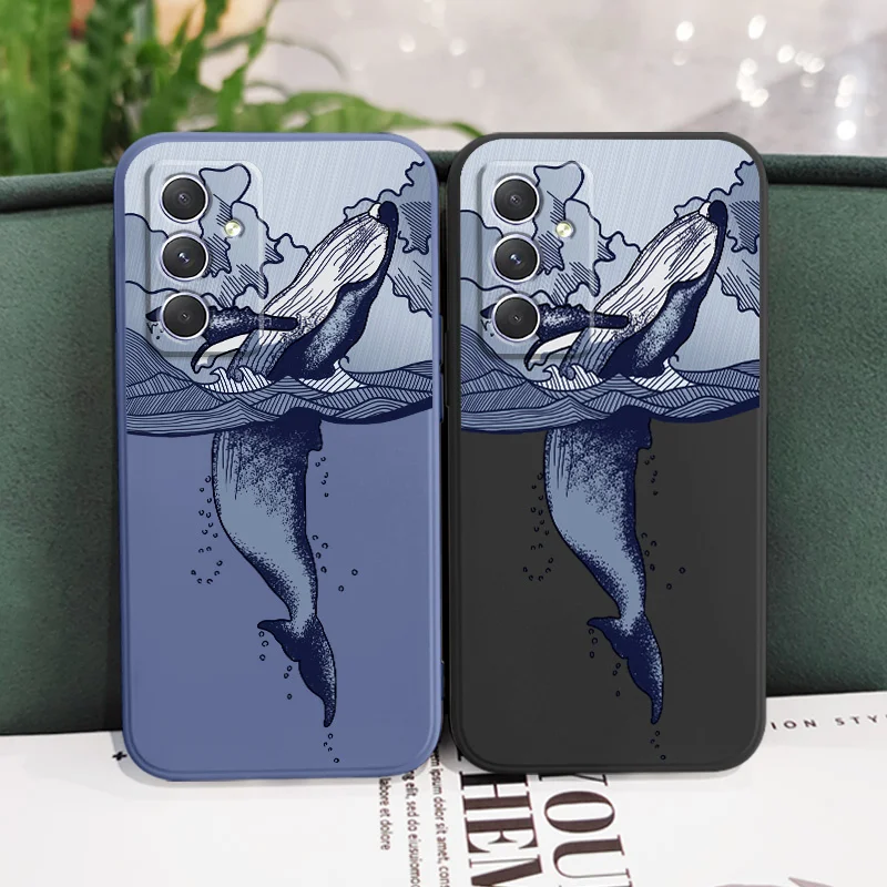 Whale Jumping Case For Samsung Galaxy A54 A34 A24 A16 A06 A14 A15 A25 A35 A55 A04 A73 A53 A33 A23 A13 A72 A52 A32 A22 A12 4G 5G