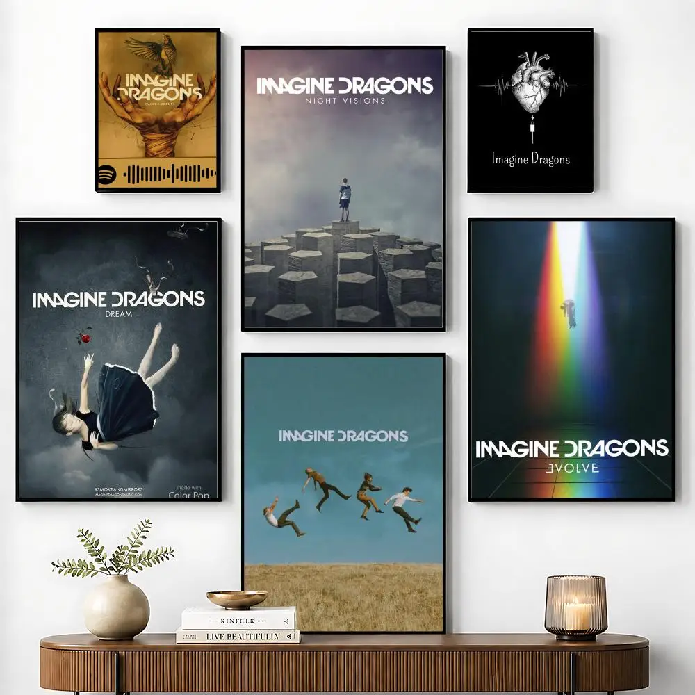 I-Imagine D-Dragons Band Poster Perfect Sticker Self Adhesive for Office Home Theater Wall Art Decor Fancy Gift