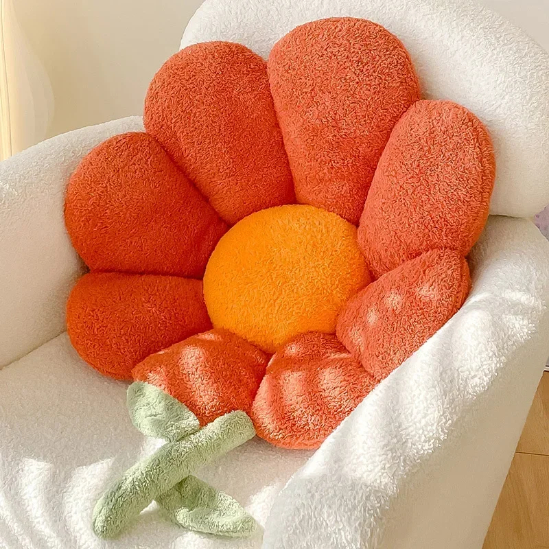 Lifelike Flower Shaped Plush Cushion Kawaii Stuffed Plant Plushie Throw Pillow Soft Sofa Car Mat Home Decor for Girls Toys Gifts