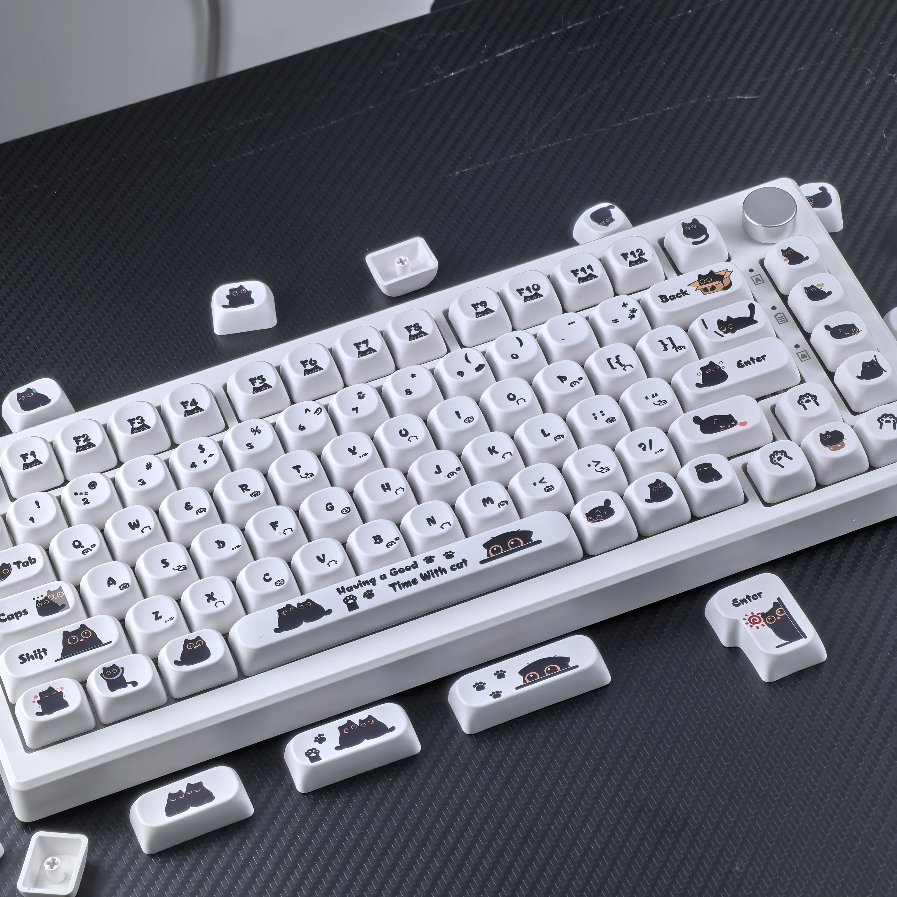 Hide & Seek Keycap Simple White Cute Moa PBT Aula F75 Keyboard Keycaps 2.25/2.75u Alice Layout ISO ANSI Keycaps