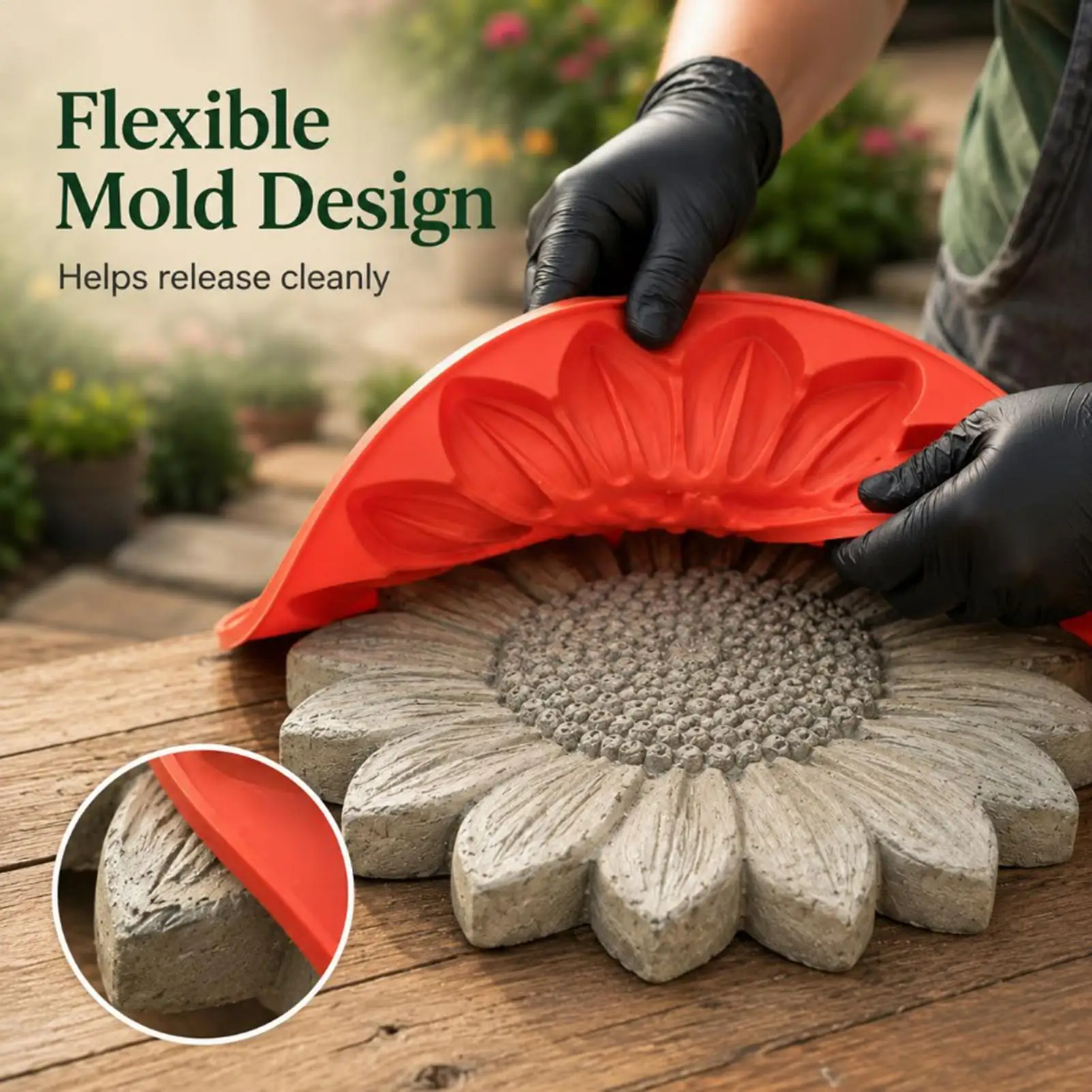 Moule en silicone DIY en forme de tournesol pour pavés, moule de moulage en ciment et béton pour allées de jardin et décoration paysagère