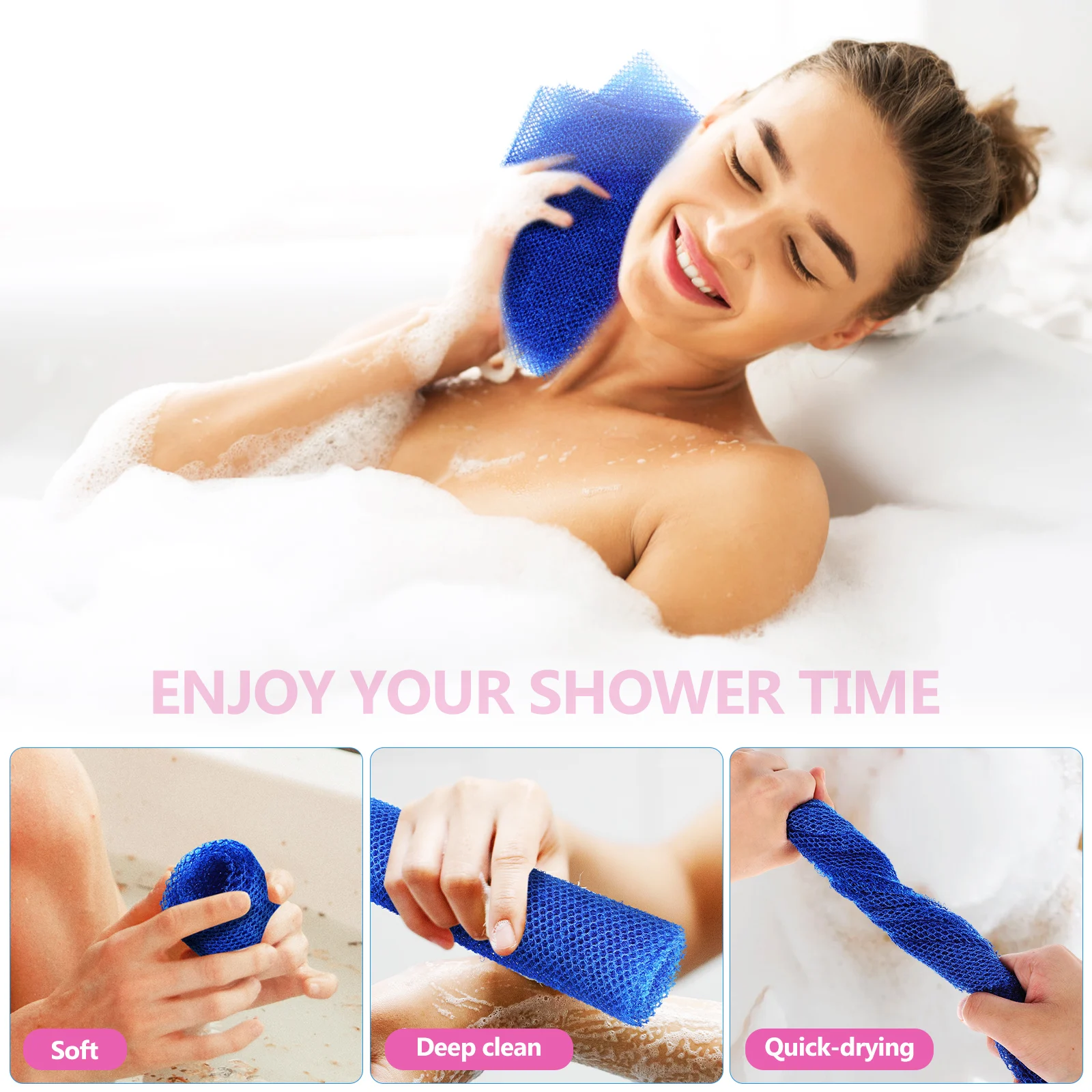 

4 pcs Exfoliating Bath Sponge African Net Shower Towel Sponges Wash Cloth Body Scrub Honeycomb Mesh Nylon Material Unclog Pores