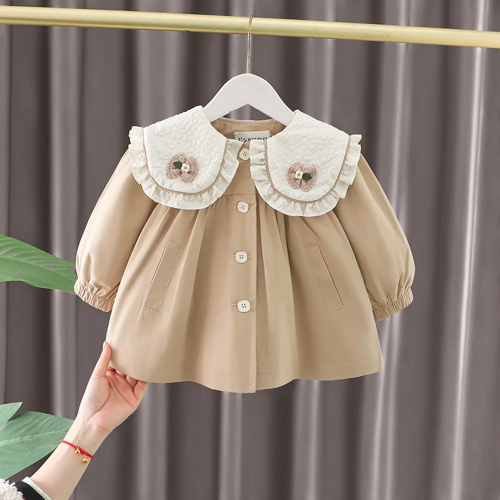 Autumn Baby Girl Princess Trench Coat 1-5 Years Children Korean Version Fashion Cute Sweet Windbreaker Comfortable Lovely Top