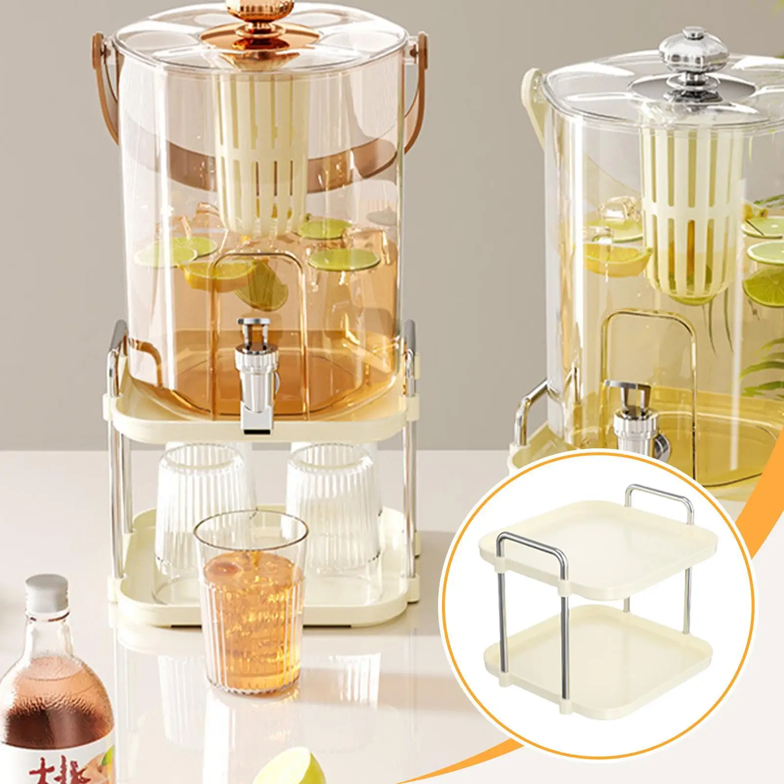 

Beverage Dispenser Stand Potted Plant Storage Rack with Handle Cold Water Container Holder for Desk Picnics Celebration Dorm