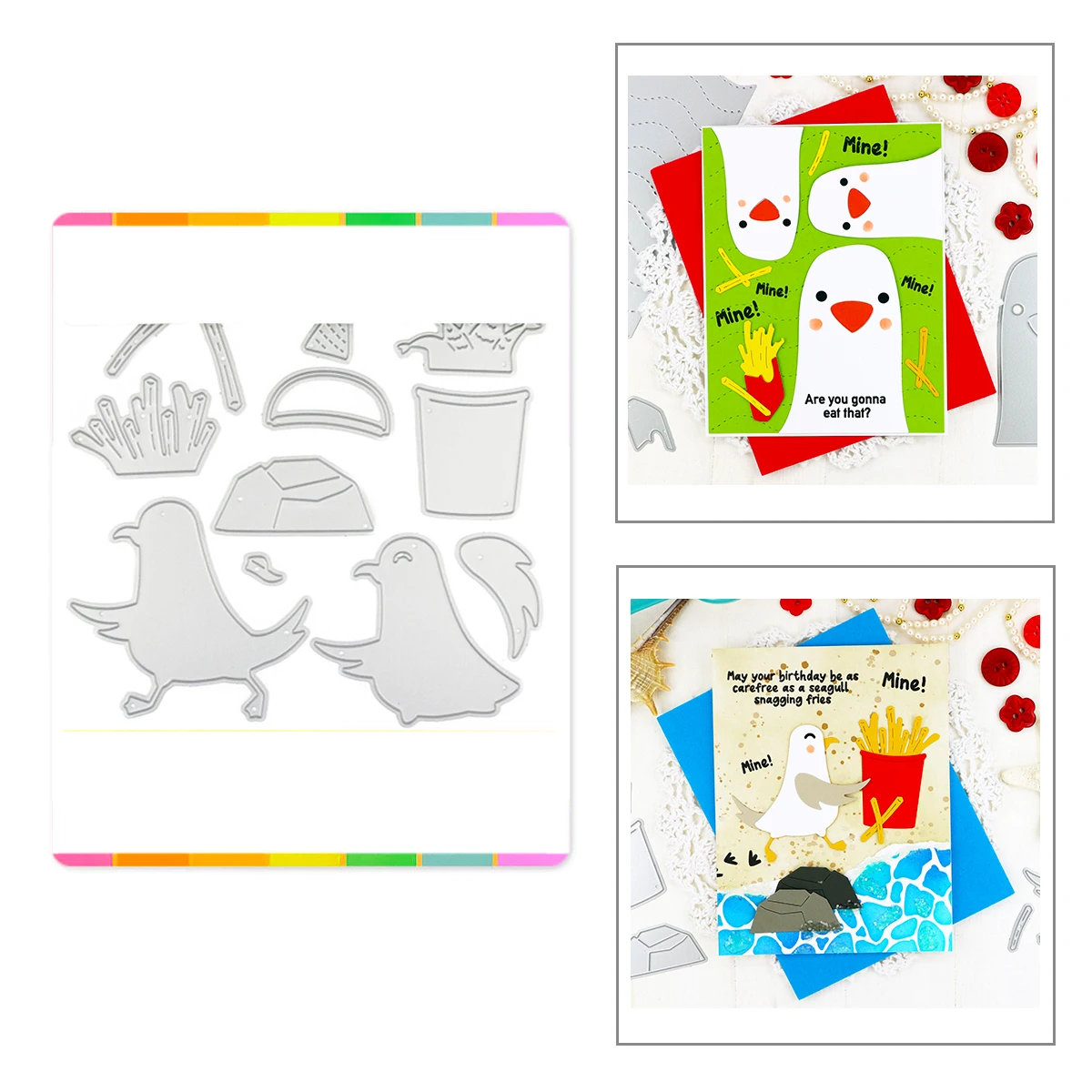 2024 мая Новинка Металлические пресс-формы Happy Seagull в виде картошки фри для пляжа и скрапбукинга для творчества открыток без прозрачных марок