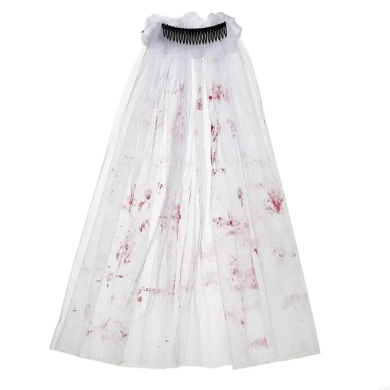 270D Gothic Blut Befleckt Rose Schal Schleier Elegante Spitze Kopfschmuck Party Dekoration Für Halloween Cosplay Kostüm Zubehör