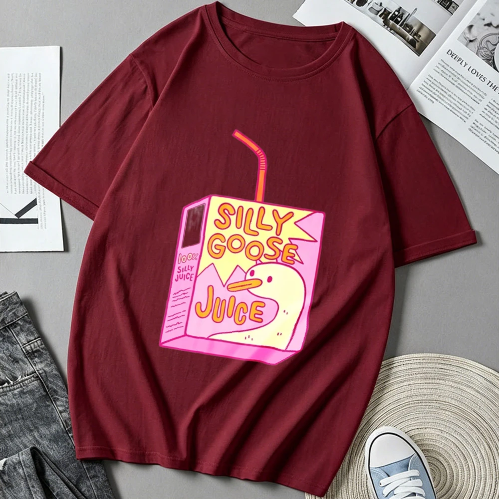 Silly Goose Juice Box T Shirt Men Women Cute Cartoon Duck Graphic Tee Casual Short Sleeve Tops Funny Goose Drink Box Print Y2K