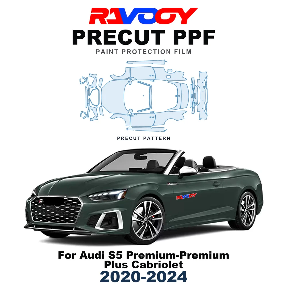Precut PPF For Audi S5 Premium-Premium Plus Cabriolet 2020-2024 8.5mil TPU Paint Protection Film Hood Bonnet Bumper Headlight