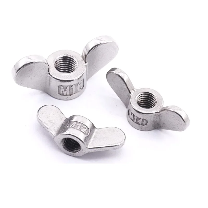 Free delivery 304 stainless steel hand screw nut big ear butterfly nut horns ingot screw cap M4 M5 M6 M8 M10 M12M14M16M20M22M24