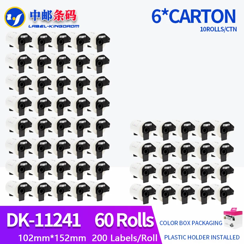 60 Rolls Generic DK-11241 Label 102*152mm 200Pcs Compatible for Brother Printer QL-1050/1060N All Come With Plastic Holder