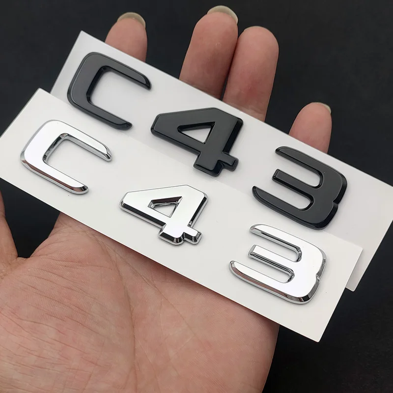 3D ABS Chrome Black C 43 Logo C43 Letters Sticker BITURBO 4MATIC Emblem Car Badge For C43 Accessories