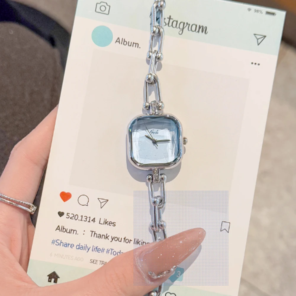 Fashion temperament minimalist luxury small square chain with quartz women's watch