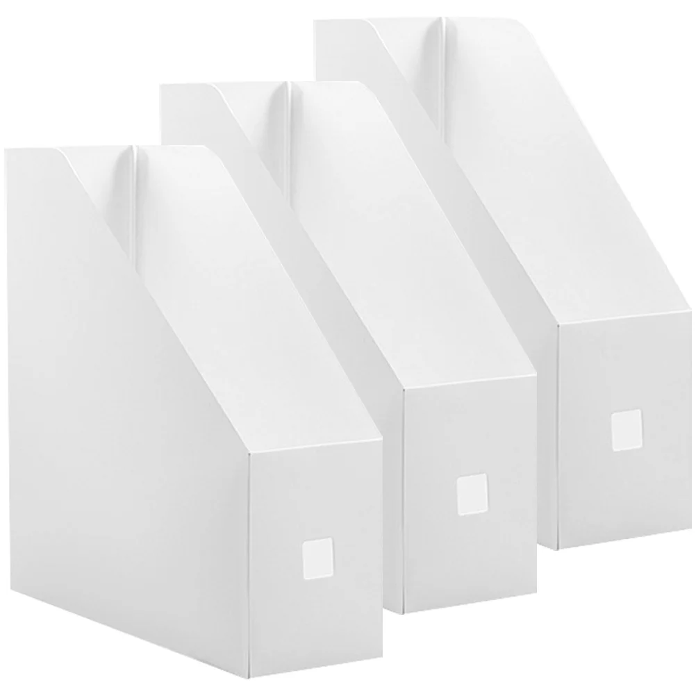 

3pcs File Rack Storage Box 9x24x27cm Milk White Matte File Folder Organizer Vertical Document Holder Plastic Files