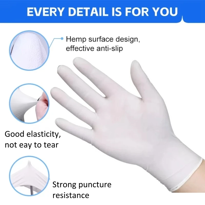 20/50/100PCS White Nitrile Disposable Gloves Latex Free Household Cleaning Gloves for Tattoo Beauty Hair Dye Esthetician Gloves